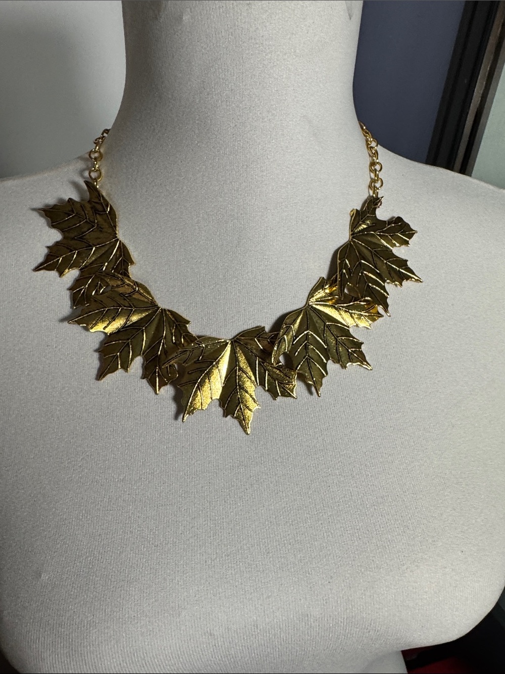 Gold Leaf Statement Necklace - Women Jewelry